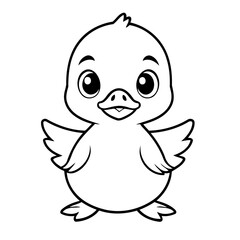 Vector illustration of a cute Duck doodle for children worksheet