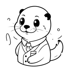 Cute vector illustration Otter drawing for toddlers coloring activity