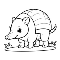 Simple vector illustration of Armadillo colouring page for kids