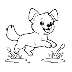 Vector illustration of a cute Dog doodle for kids coloring worksheet