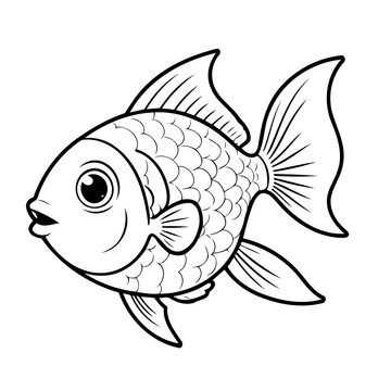 recommend clip art: Simple vector illustration of Tetra for children colouring activity