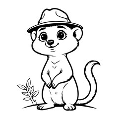 Cute vector illustration Meerkat doodle for kids colouring page