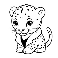 Simple vector illustration of Cheetah hand drawn for toddlers