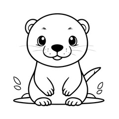 Cute vector illustration Otter for kids colouring page