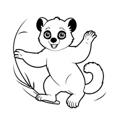 Simple vector illustration of Lemur hand drawn for toddlers