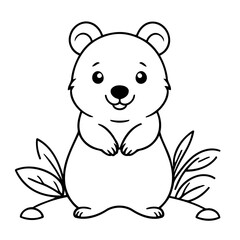 Vector illustration of a cute Quokka drawing for toddlers coloring activity
