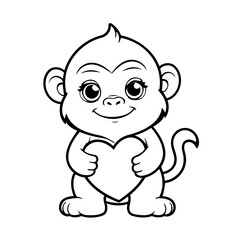 Obraz premium Cute vector illustration Gorilla doodle for toddlers coloring activity