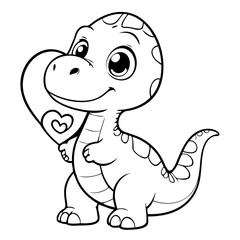 Simple vector illustration of Brachiosaurus drawing colouring activity