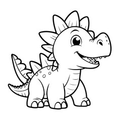 Simple vector illustration of Stegosaurus for kids coloring page