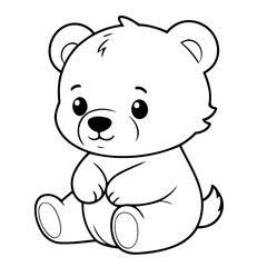 Cute vector illustration Bear doodle for toddlers worksheet