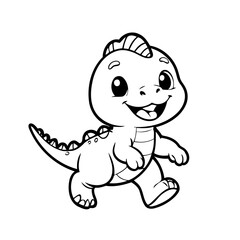 Simple vector illustration of Dino drawing for kids colouring page