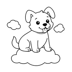 Simple vector illustration of Dog drawing for kids page