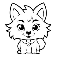 Cute vector illustration Wolf drawing colouring activity