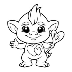 Simple vector illustration of Troll hand drawn for kids coloring page