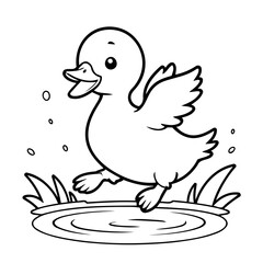 Simple vector illustration of Duck drawing for toddlers colouring page