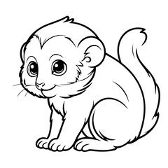 Vector illustration of a cute Marmoset doodle for toddlers worksheet