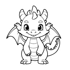 Cute vector illustration Dragon drawing for kids colouring page