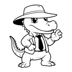 Simple vector illustration of Alligator for kids colouring worksheet