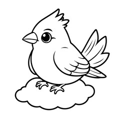 Vector illustration of a cute Cardinal doodle for kids coloring worksheet