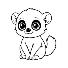Cute vector illustration Lemur drawing for toddlers colouring page