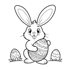Simple vector illustration of EasterBunny drawing for toddlers book