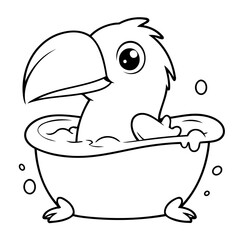 Vector illustration of a cute Toucan doodle colouring activity for kids