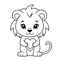 Cute vector illustration Lion doodle for children worksheet