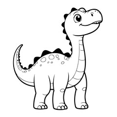 Vector illustration of a cute Diplodocus drawing for kids page