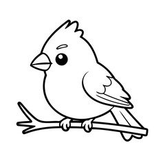 Cute vector illustration Cardinal drawing for kids colouring page