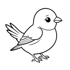 Fototapeta premium Simple vector illustration of Sparrow drawing for kids page