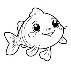 Vector illustration of a cute Catfish doodle for children worksheet