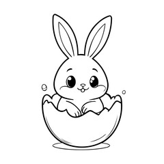 Obraz premium Cute vector illustration Bunny doodle for kids colouring page