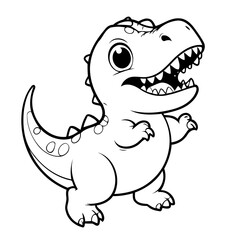 Cute vector illustration Tyrannosaurus doodle for toddlers colouring page