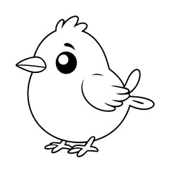 Simple vector illustration of Bird drawing for toddlers colouring page