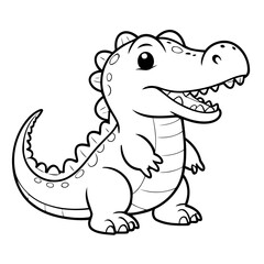 Cute vector illustration Crocodile for children colouring activity