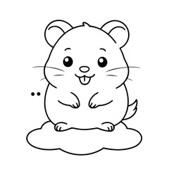 Simple vector illustration of Hamster drawing for kids colouring activity