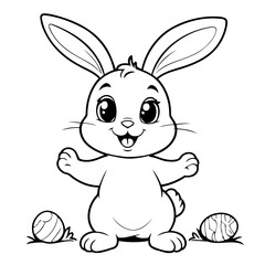 Cute vector illustration EasterBunny drawing for kids page