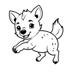 Vector illustration of a cute Hyena doodle for kids coloring worksheet