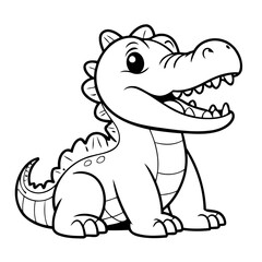 Cute vector illustration Crocodile doodle for kids colouring page