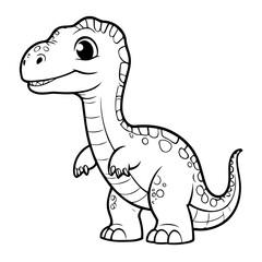 Cute vector illustration Brachiosaurus doodle for toddlers coloring activity