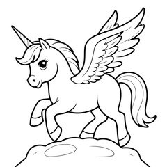 Simple vector illustration of Pegasus drawing for toddlers book