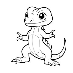 Vector illustration of a cute Lizard doodle colouring activity for kids
