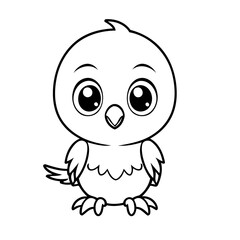 Cute vector illustration Parrot drawing for kids colouring activity