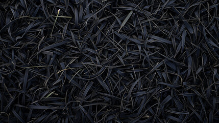 Black Grass Blades from a Close-up Overhead View - Grass Texture With Copy Space