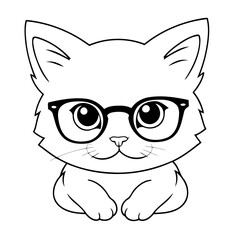 Simple vector illustration of Kitten drawing for toddlers colouring page