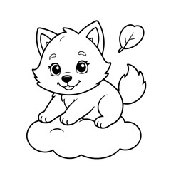 Simple vector illustration of Wolf drawing for toddlers colouring page