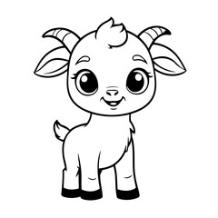 Vector illustration of a cute Goat drawing for colouring page