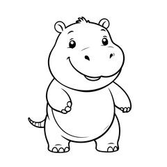 Simple vector illustration of Hippo drawing colouring activity