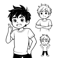 Cute vector illustration Boy doodle for children worksheet