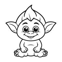 Simple vector illustration of Troll doodle for toddlers worksheet